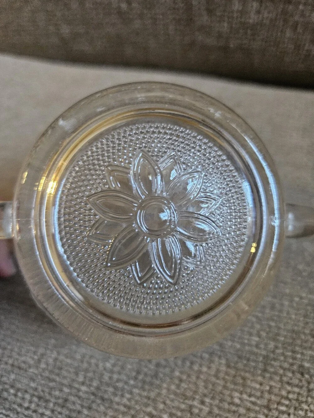 Vintage Anchor Hocking Sandwich Clear Pattern Open Sugar Bowl